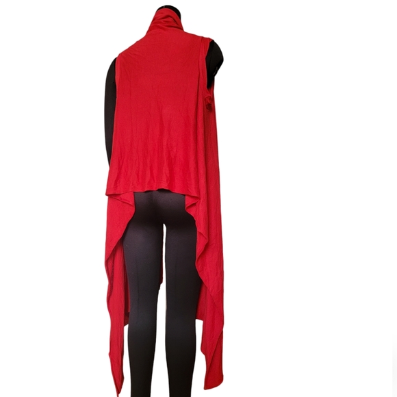 Long open front waterfall sleeveless cardigan - Picture 2 of 4